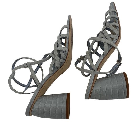 SAM EDELMAN Size 8.5 Cloud Blue Leather Daffodil Strappy Heeled Sandal - Picture 4 of 10